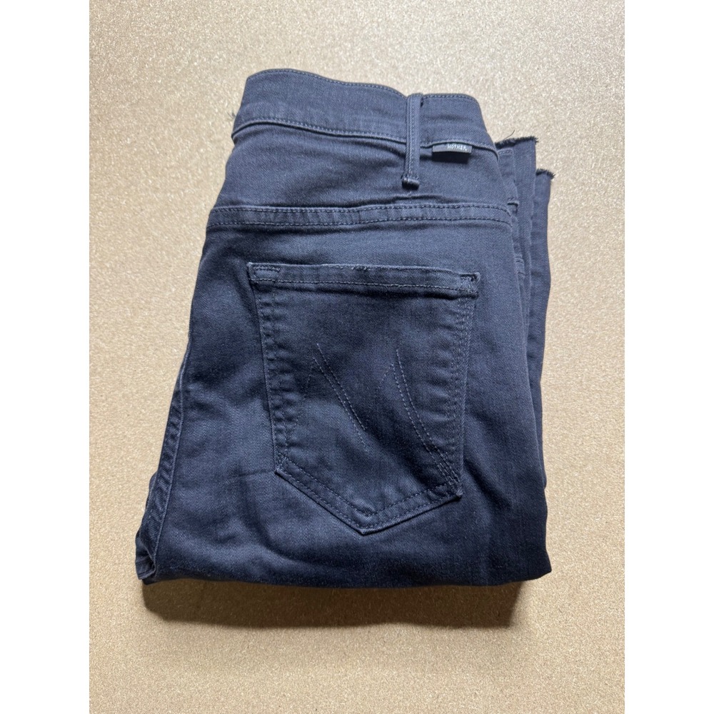 MOTHER The Hustler Ankle Fray‎ Jeans Black Wash Bootcut Denim Women Size 28 $250